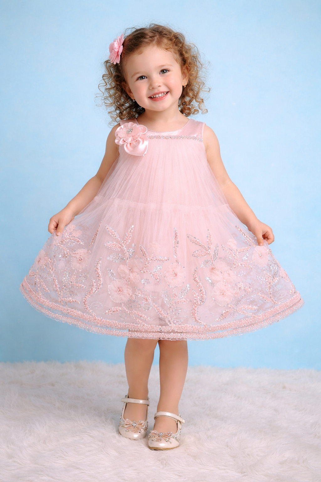 Blabber Sleeveless Party Wear Frock Sequin Embellished