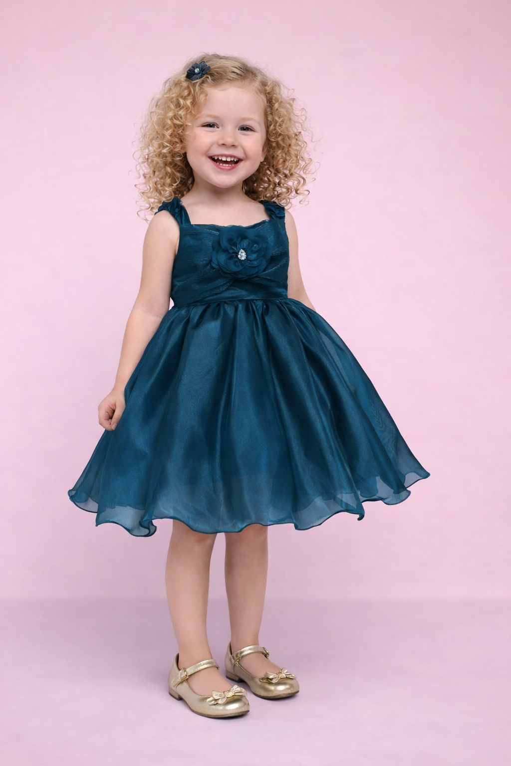 Blabber Tissue Woven Sleeveless Party Frock With Floral Applique
