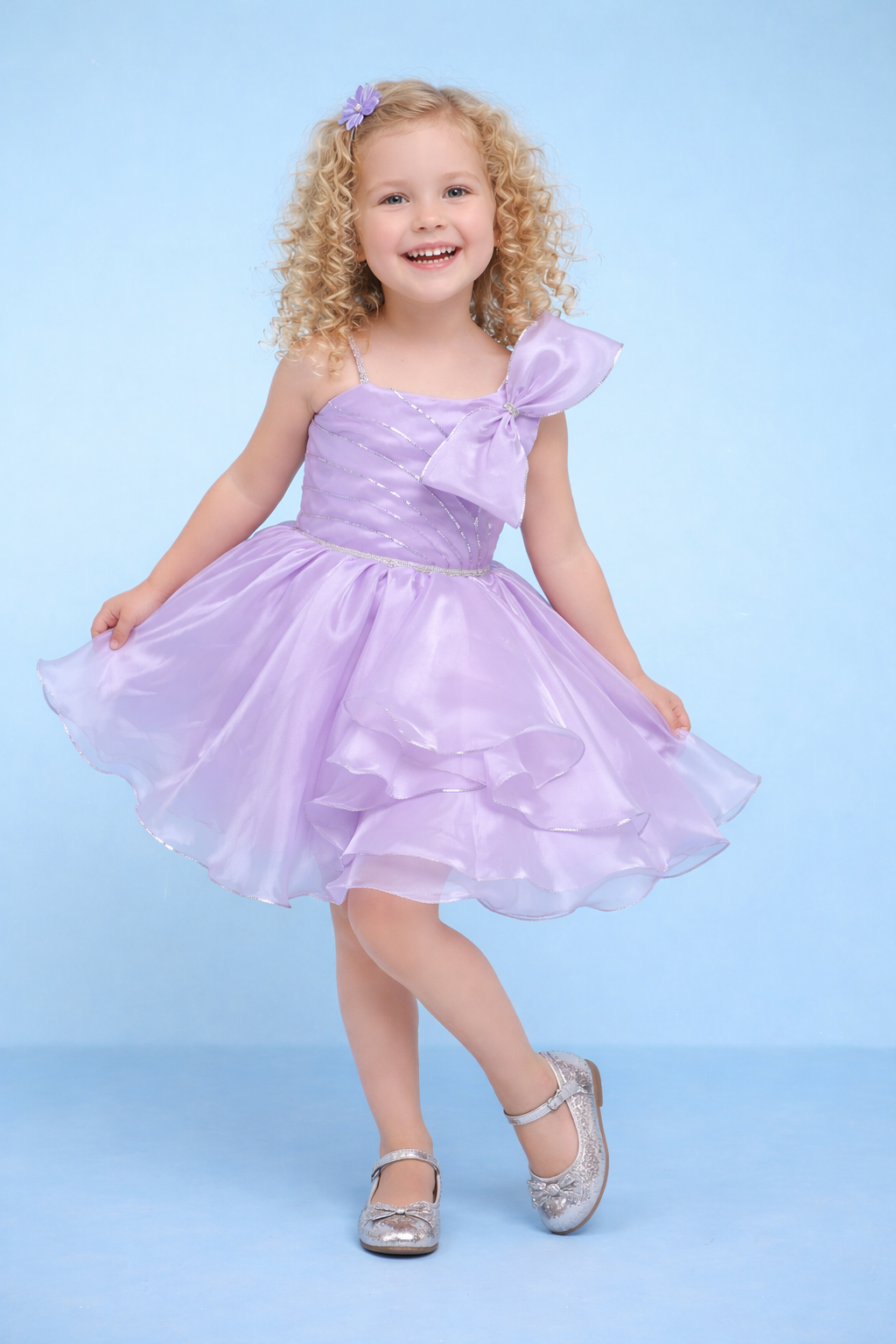 Blabber Tissue Woven Sleeveless Party Frock With Floral Applique