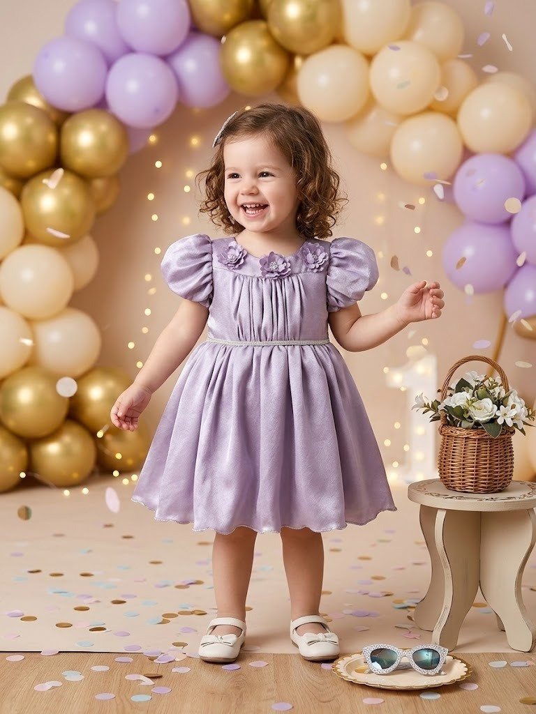 Blabber Satin Woven Sleeveless Party Wear Frock