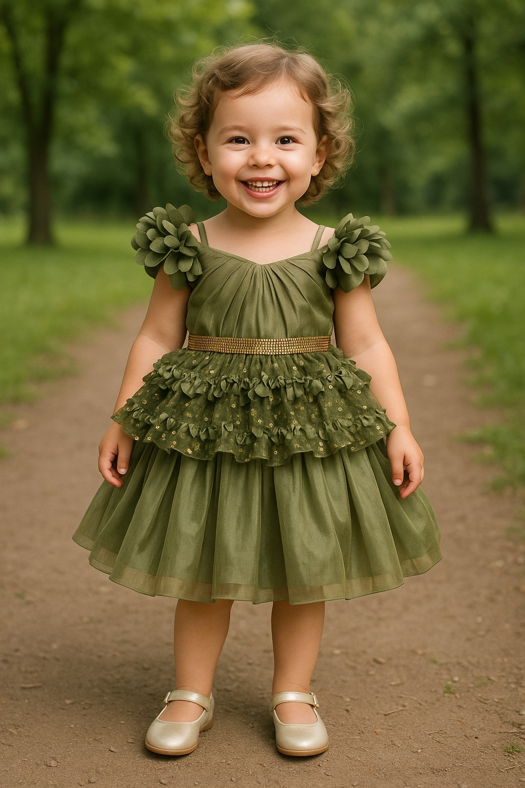 Blabber Party Wear Frock - Green