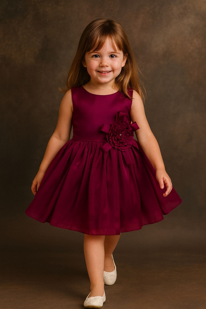 Blabber Sleeveless Floral Applique Detailed Knee Length Dress