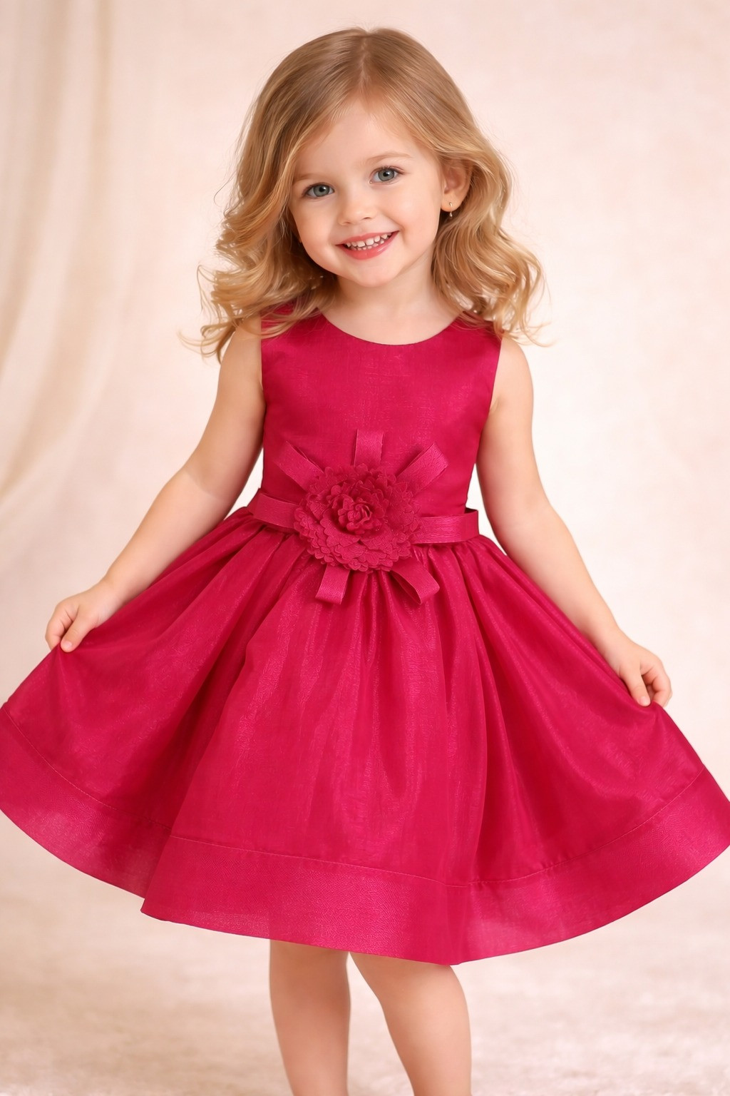 Blabber Sleeveless Layered Party Frock with Floral Applique
