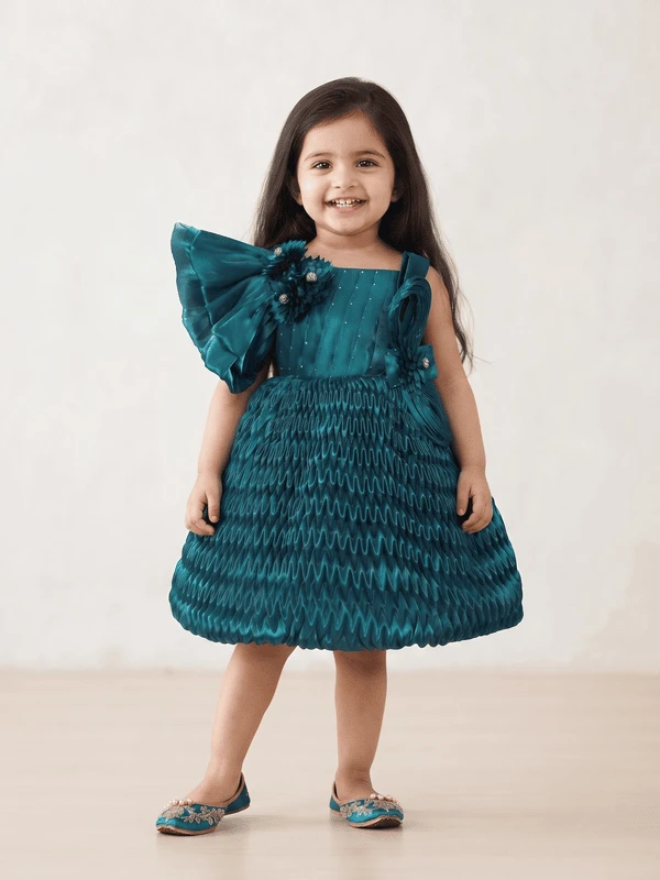 Blabber Party Wear Frock - Peacock