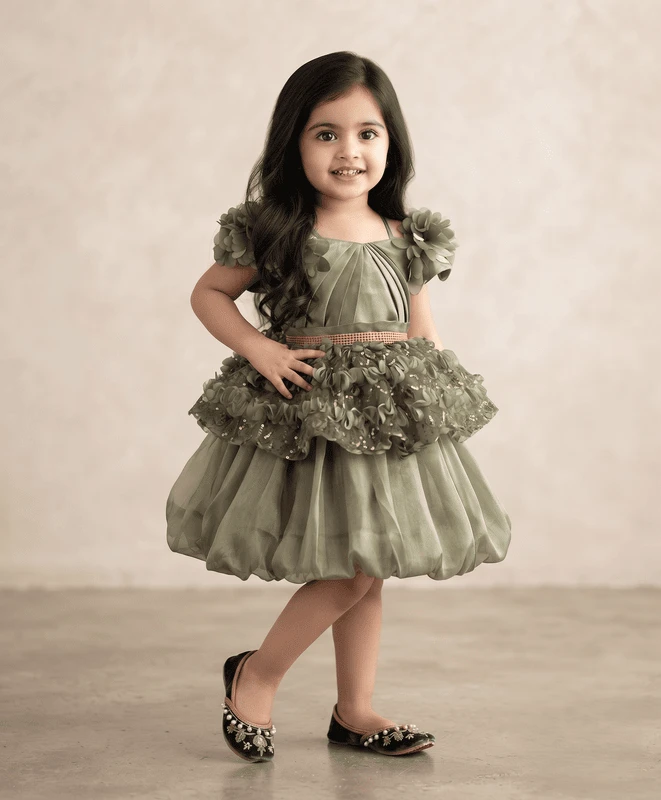 Blabber Party Wear Frock - Green
