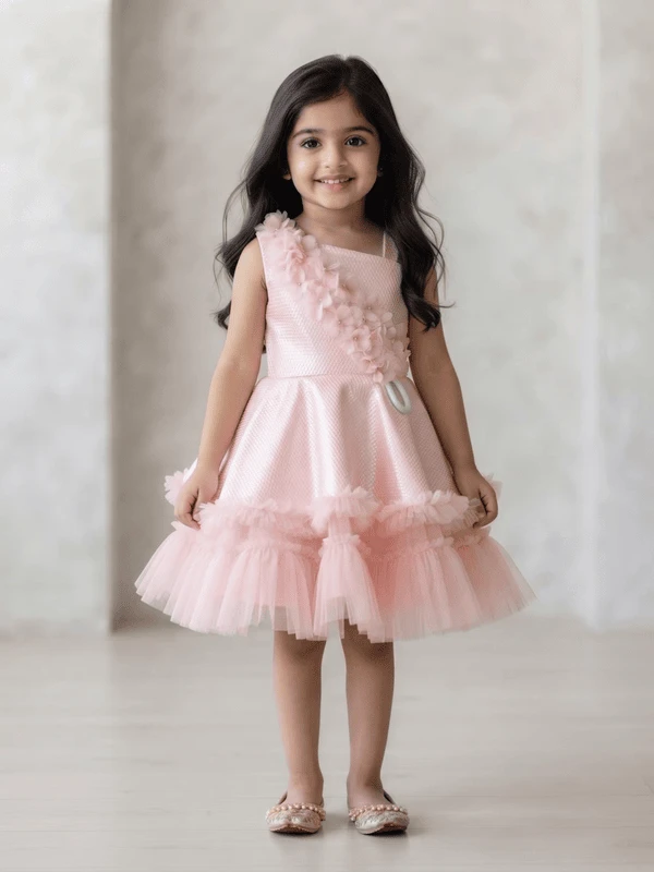 Blabber Sleeveless Floral Applique Detailed Knee Length Dress